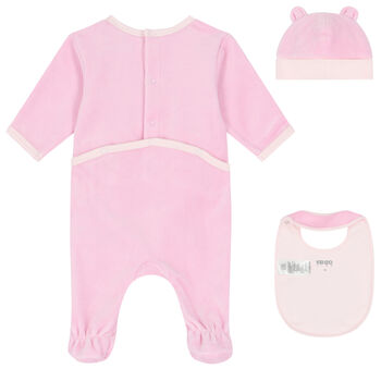 Baby Girls Pink Logo & Animals Babygrows Gift Set